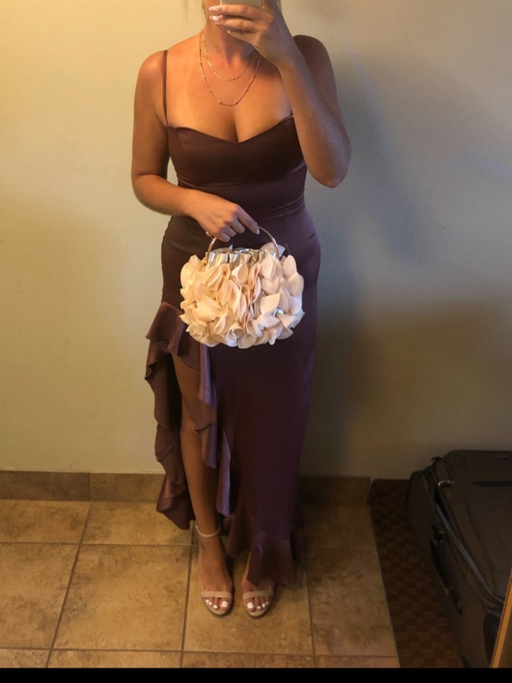 Nookie Rust/Brown Ruffle Slip Maxi Dress - Picture 5 of 5